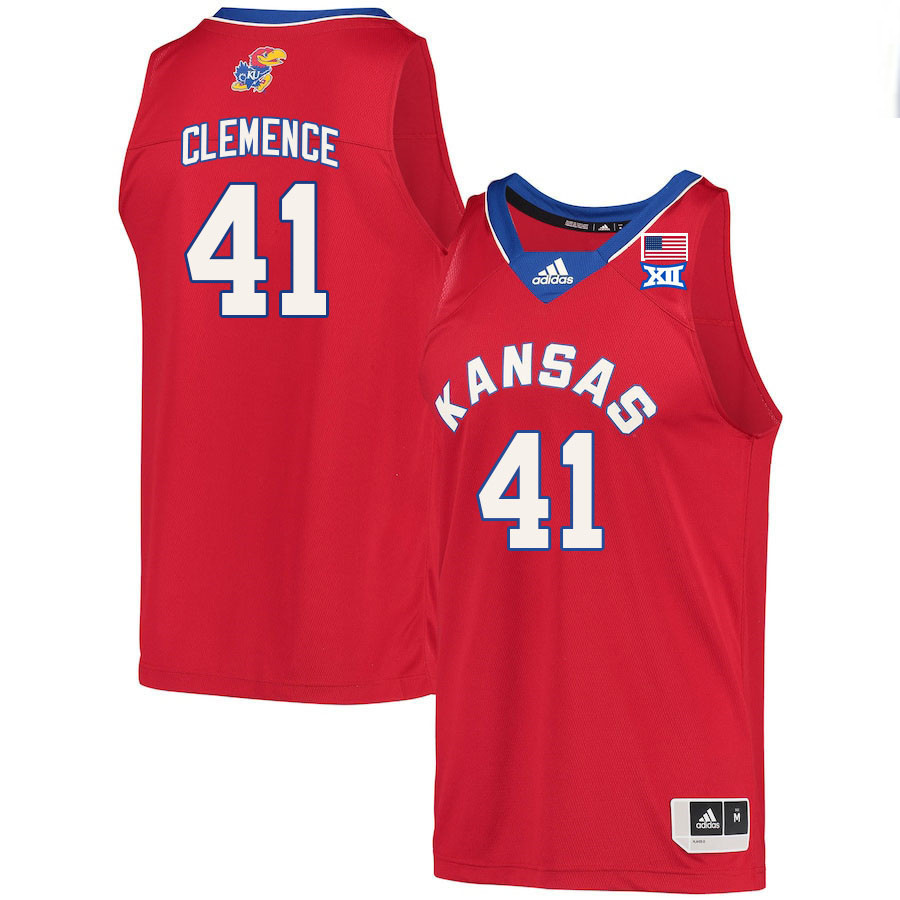 Men #41 Zach Clemence Kansas Jayhawks College Basketball Jerseys Stitched Sale-Red